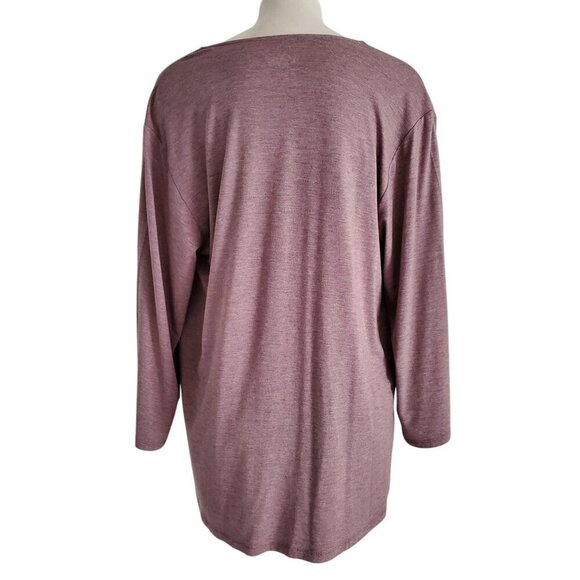 LOGO by Lori Goldstein Knit Tie Front Yoga Cardigan in Mauve Dusty Purple XS - Picture 3 of 13